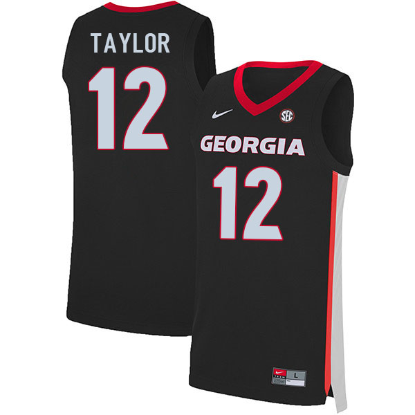 Men #12 Josh Taylor Georgia Bulldogs College Basketball Jerseys Sale-Black
